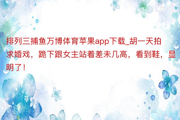 排列三捕鱼万博体育苹果app下载_胡一天拍求婚戏，跪下跟女主站着差未几高，看到鞋，显明了！
