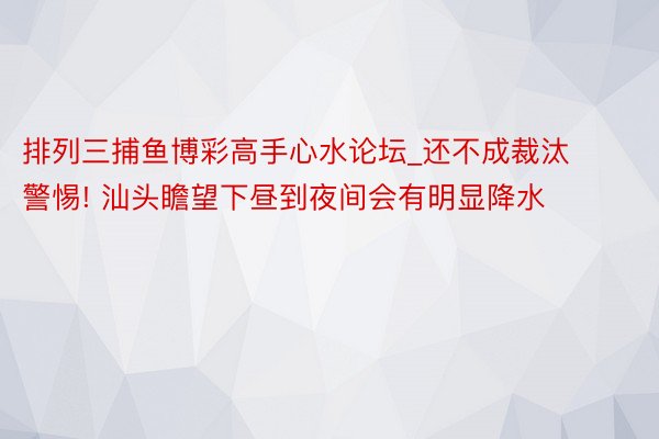 排列三捕鱼博彩高手心水论坛_还不成裁汰警惕! 汕头瞻望下昼到夜间会有明显降水