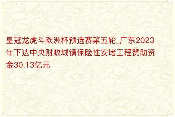 皇冠龙虎斗欧洲杯预选赛第五轮_广东2023年下达中央财政城镇保险性安堵工程赞助资金30.13亿元