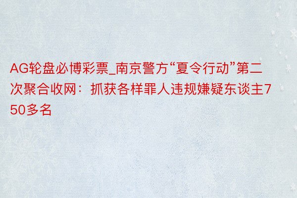 AG轮盘必博彩票_南京警方“夏令行动”第二次聚合收网：抓获各样罪人违规嫌疑东谈主750多名