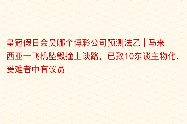 皇冠假日会员哪个博彩公司预测法乙 | 马来西亚一飞机坠毁撞上谈路，已致10东谈主物化，受难者中有议员