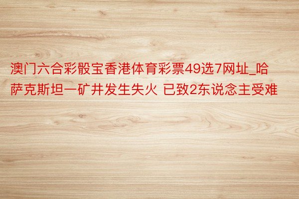 澳门六合彩骰宝香港体育彩票49选7网址_哈萨克斯坦一矿井发生失火 已致2东说念主受难