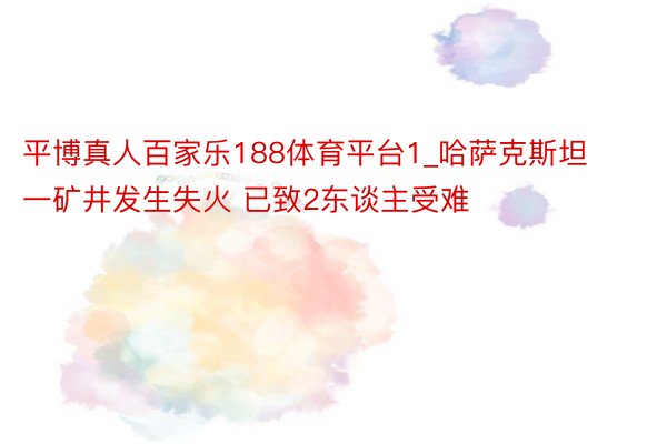 平博真人百家乐188体育平台1_哈萨克斯坦一矿井发生失火 已致2东谈主受难