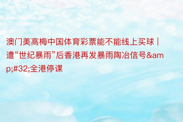 澳门美高梅中国体育彩票能不能线上买球 | 遭“世纪暴雨”后香港再发暴雨陶冶信号&#32;全港停课