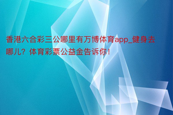 香港六合彩三公哪里有万博体育app_健身去哪儿？体育彩票公益金告诉你！
